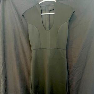 Black Low Scoop Neck Midi Dress